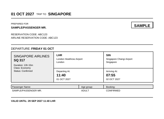 Sample reservation, first page